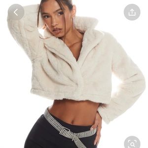 Cropped faux fur jacket